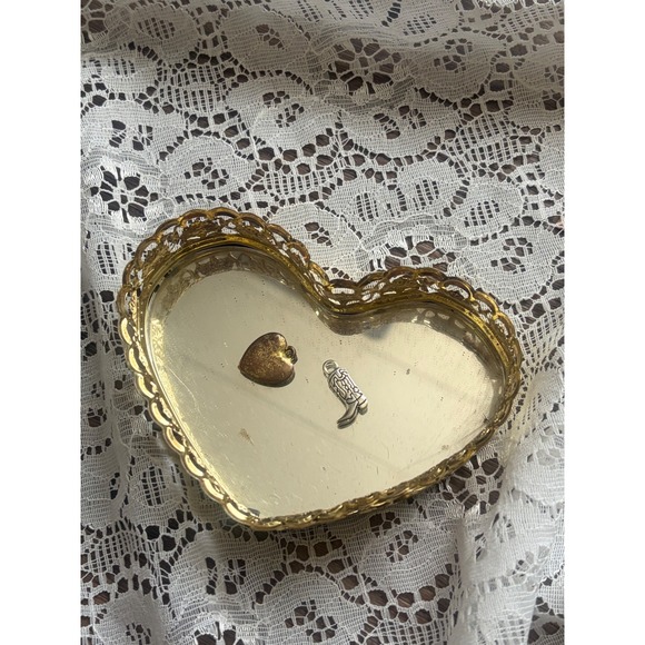 Vintage Western Charm Set Gold Heart and Silver Cowboy Boot Jewelry Trinkets - Picture 2 of 5